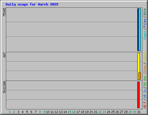 Daily usage for March 2025