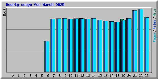 Hourly usage for March 2025
